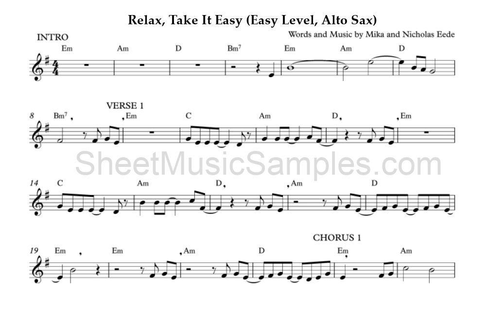 Relax, Take It Easy (Easy Level, Alto Sax)