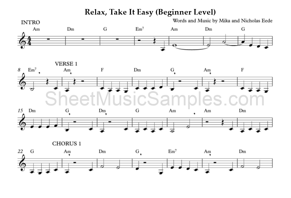 Relax, Take It Easy (Beginner Level)