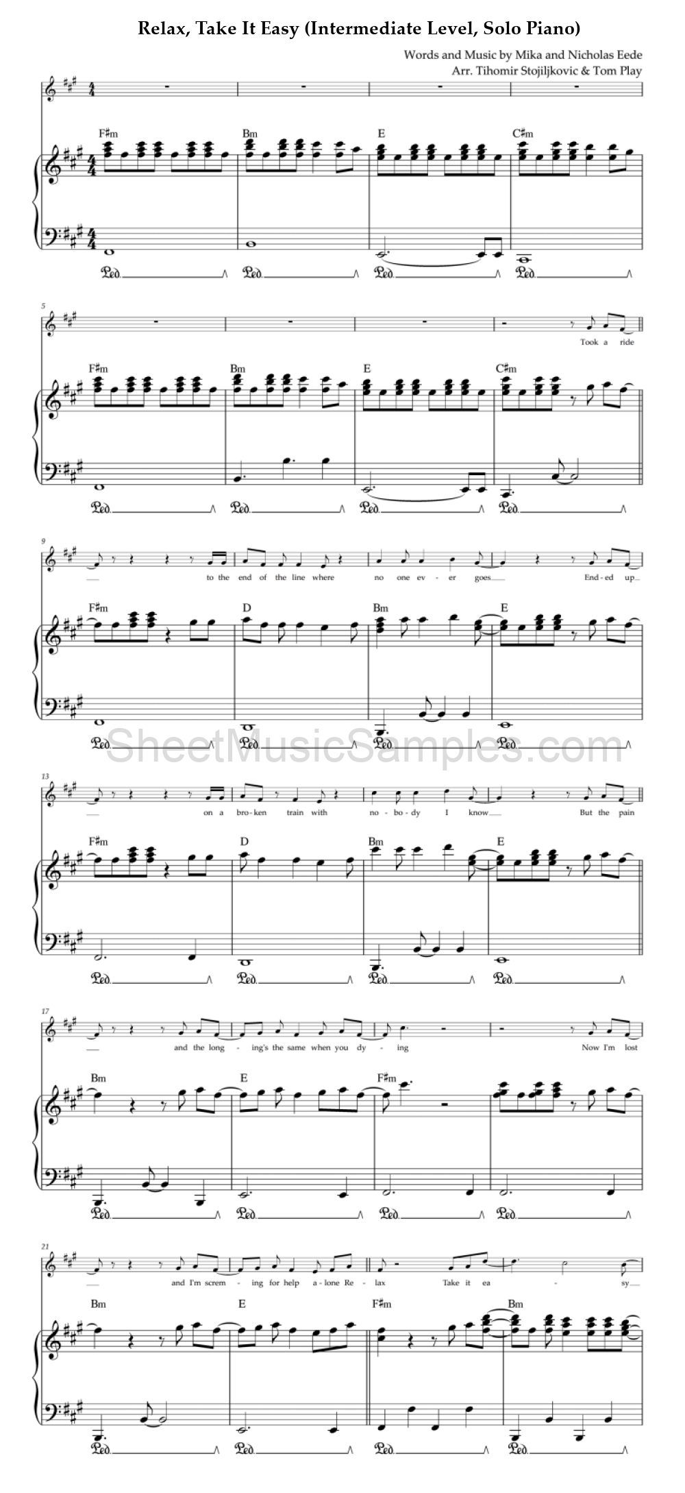 Relax, Take It Easy (Intermediate Level, Solo Piano)