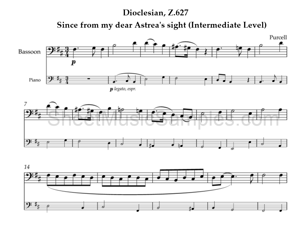 Dioclesian, Z.627 - Since from my dear Astrea's sight (Intermediate Level)