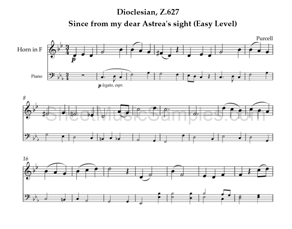 Dioclesian, Z.627 - Since from my dear Astrea's sight (Easy Level)