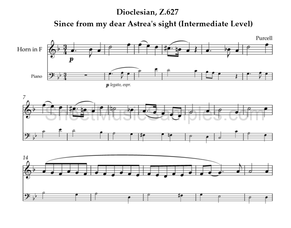 Dioclesian, Z.627 - Since from my dear Astrea's sight (Intermediate Level)