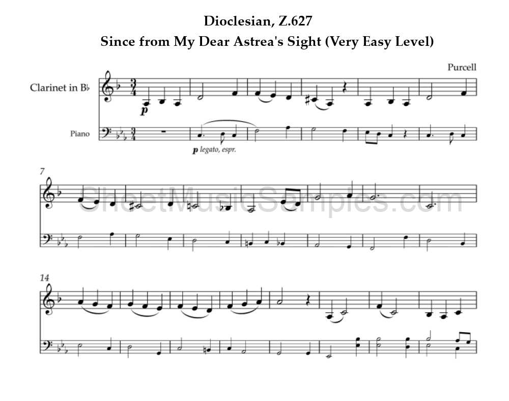 Dioclesian, Z.627 - Since from My Dear Astrea's Sight (Very Easy Level)