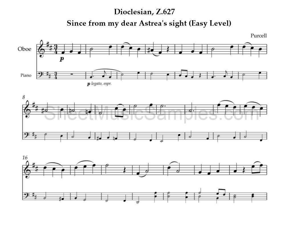 Dioclesian, Z.627 - Since from my dear Astrea's sight (Easy Level)