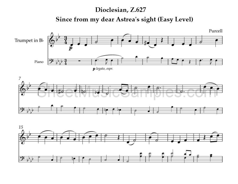 Dioclesian, Z.627 - Since from my dear Astrea's sight (Easy Level)