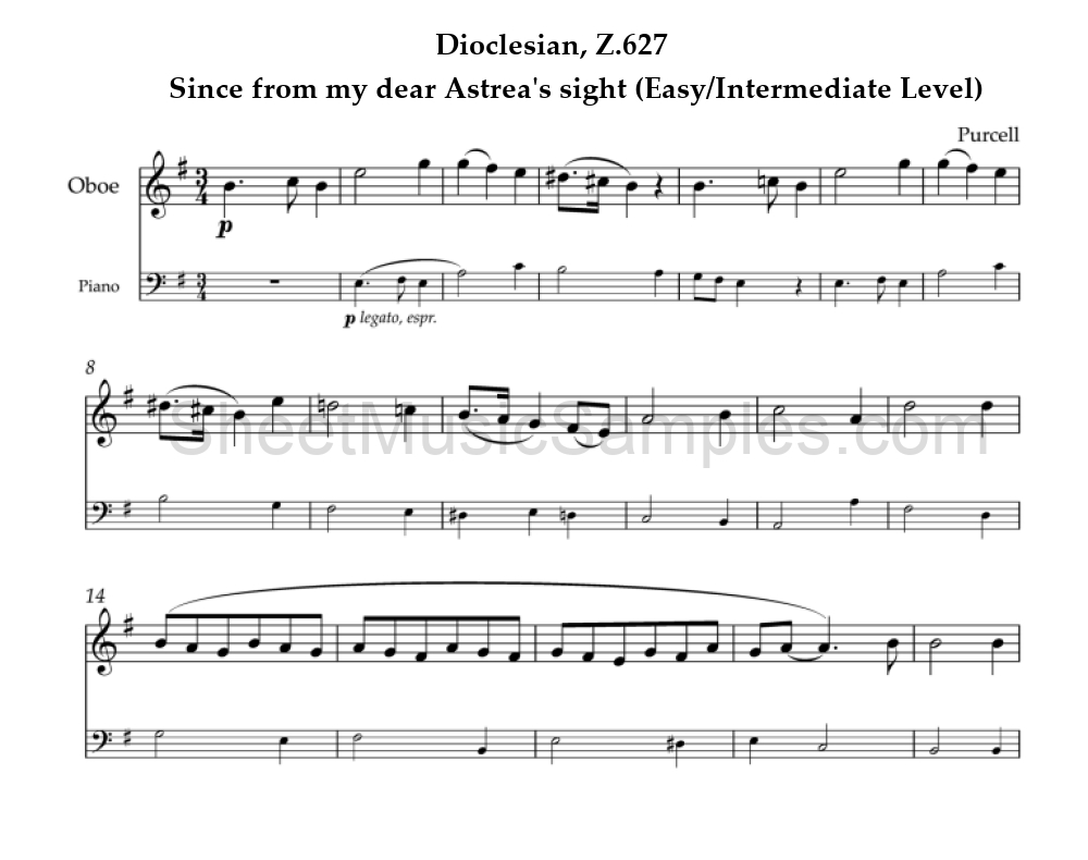 Dioclesian, Z.627 - Since from my dear Astrea's sight (Easy/Intermediate Level)