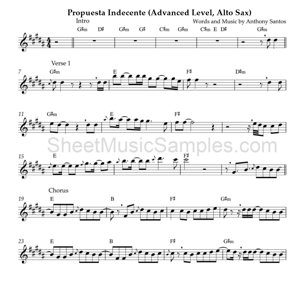 Propuesta Indecente (Advanced Level, Alto Sax)