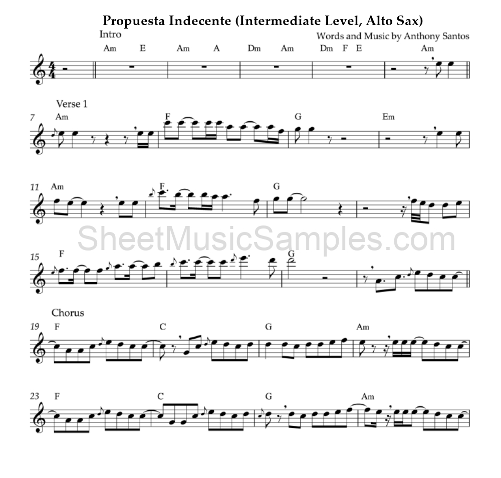 Propuesta Indecente (Intermediate Level, Alto Sax)