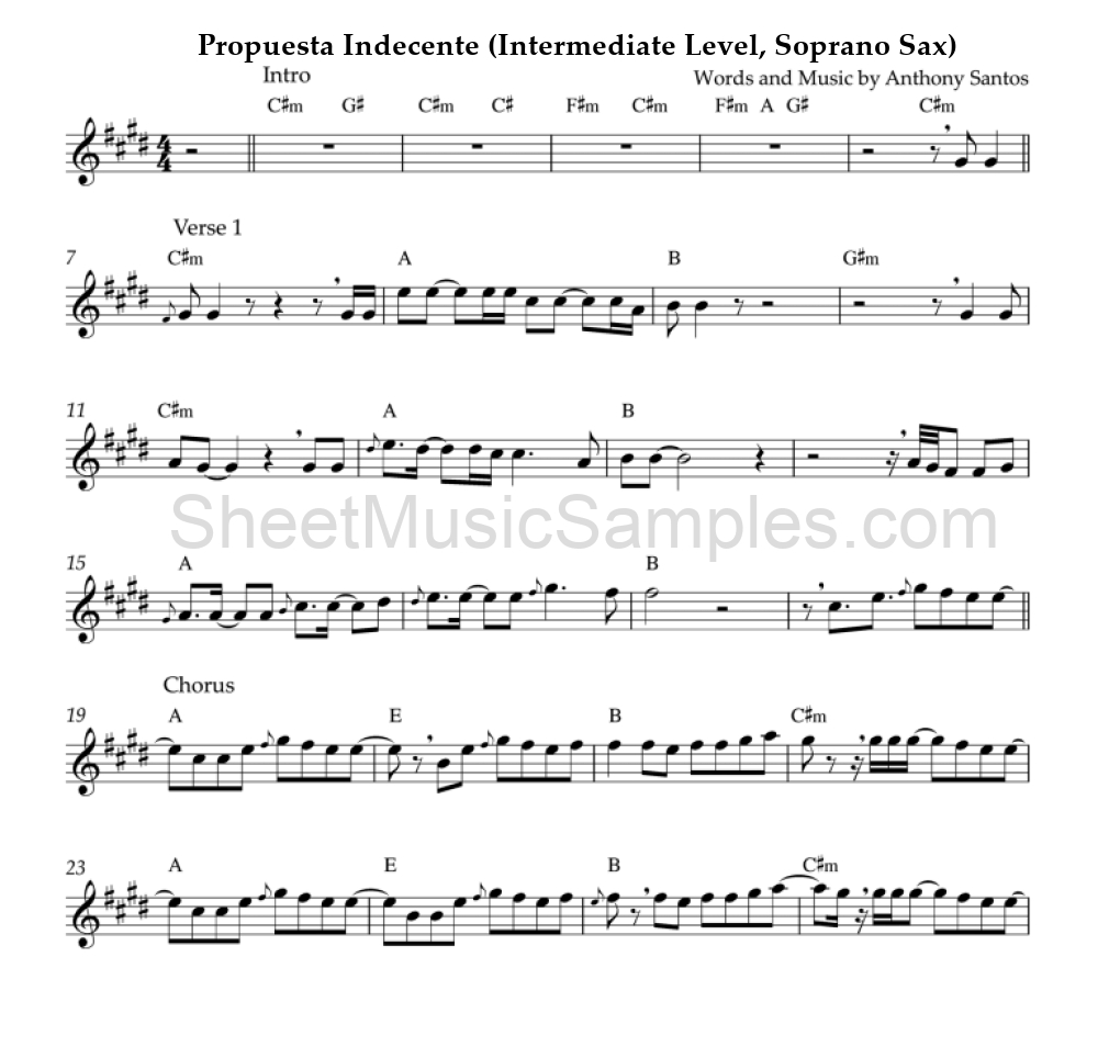 Propuesta Indecente (Intermediate Level, Soprano Sax)