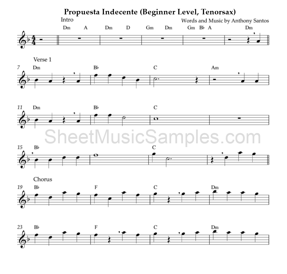 Propuesta Indecente (Beginner Level, Tenorsax)