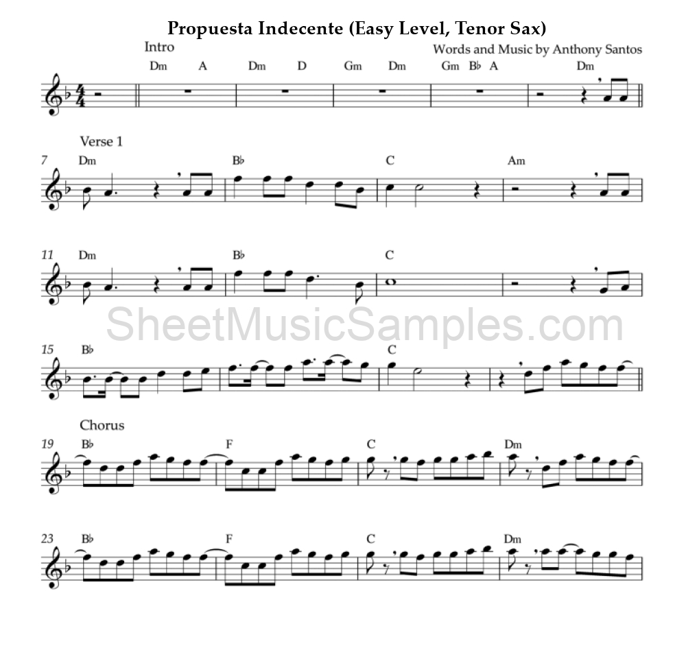 Propuesta Indecente (Easy Level, Tenor Sax)