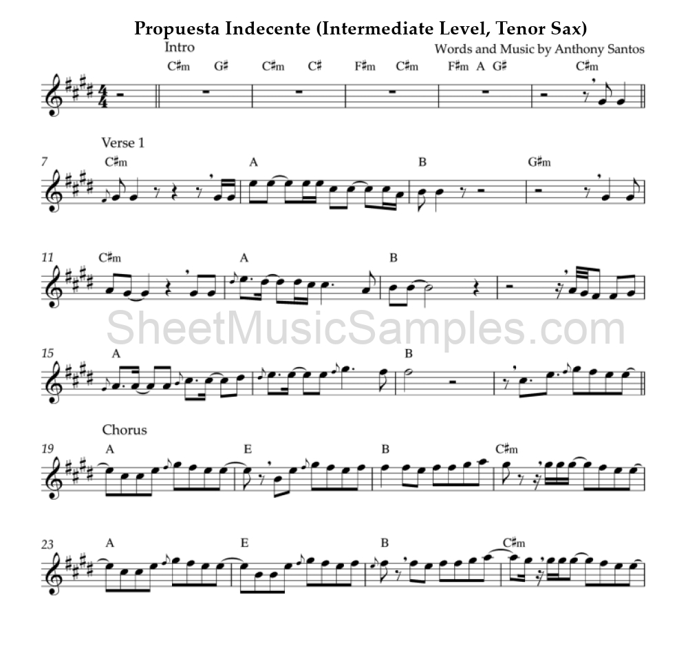 Propuesta Indecente (Intermediate Level, Tenor Sax)