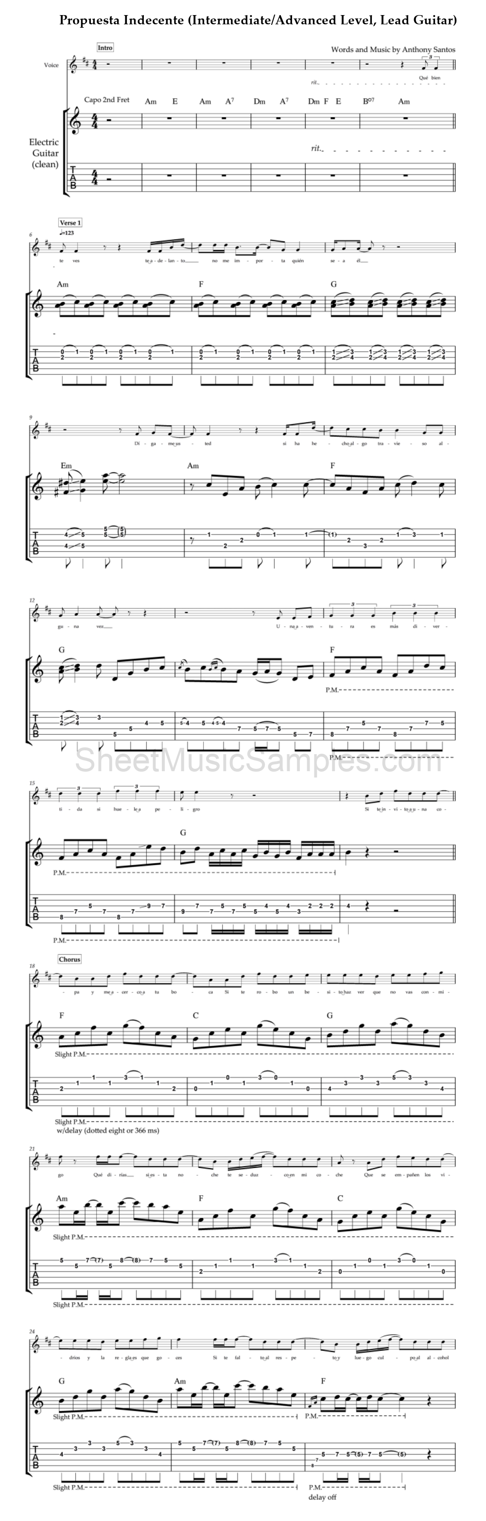 Propuesta Indecente (Intermediate/Advanced Level, Lead Guitar)