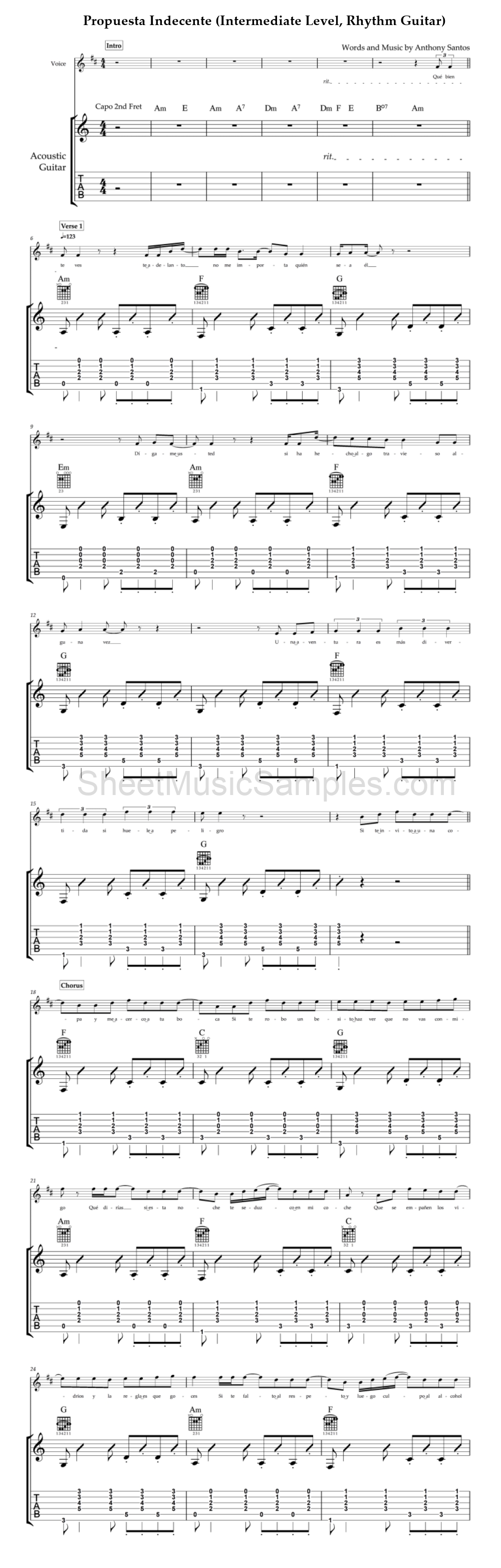 Propuesta Indecente (Intermediate Level, Rhythm Guitar)