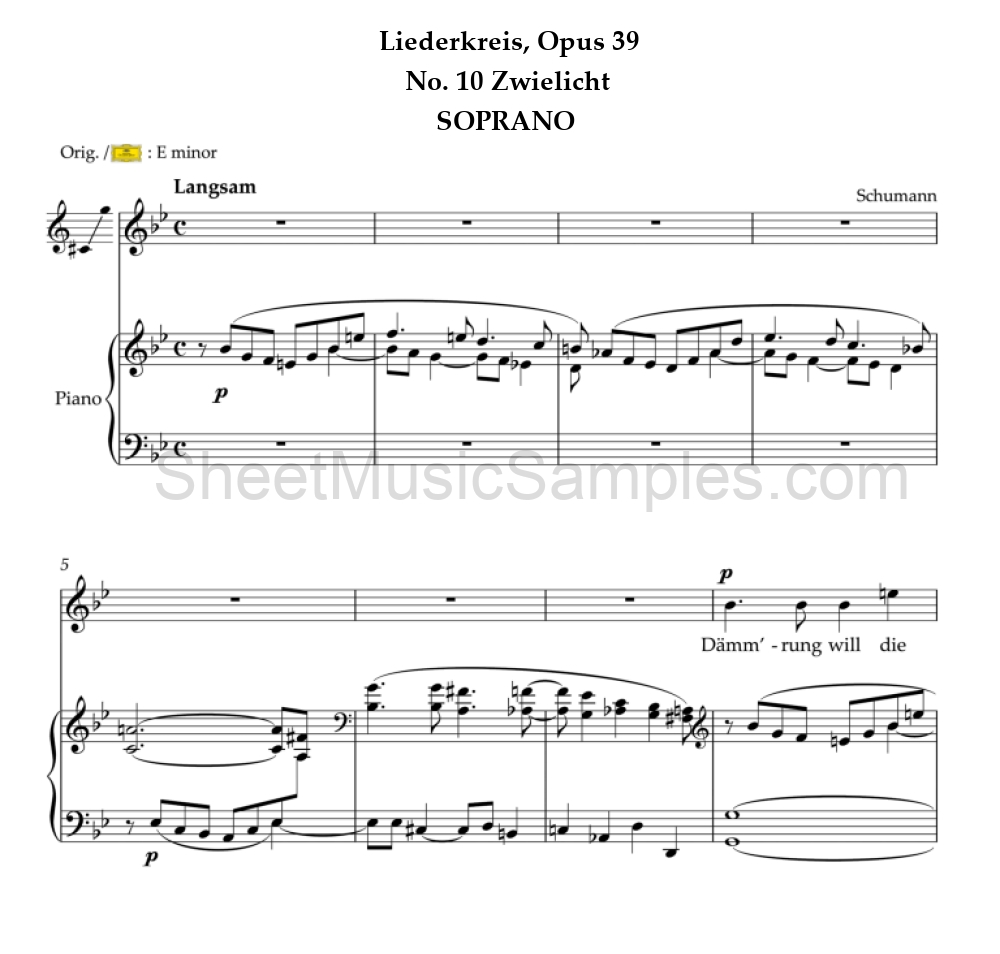 Liederkreis, Opus 39 - No. 10 Zwielicht - SOPRANO