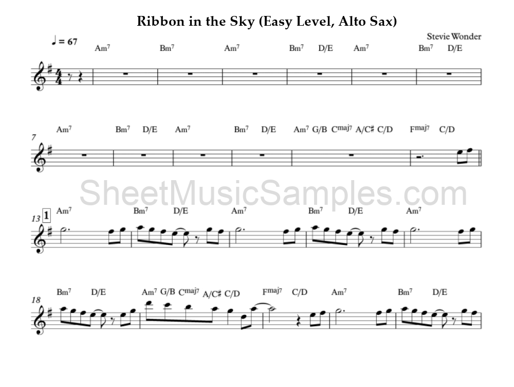 Ribbon in the Sky (Easy Level, Alto Sax)