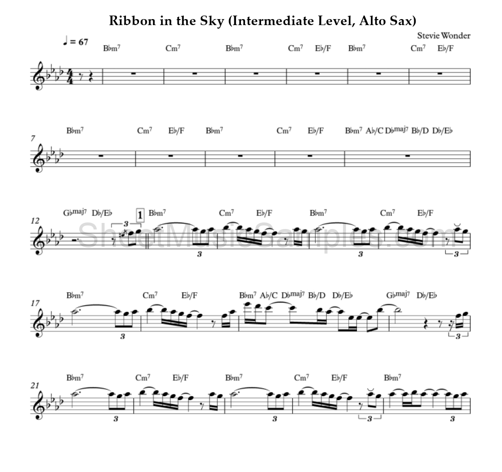 Ribbon in the Sky (Intermediate Level, Alto Sax)