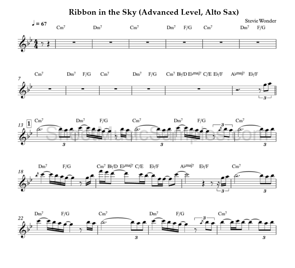 Ribbon in the Sky (Advanced Level, Alto Sax)