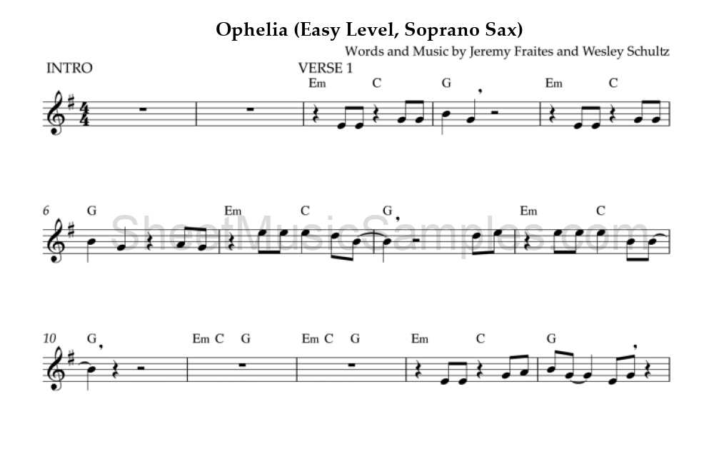 Ophelia (Easy Level, Soprano Sax)