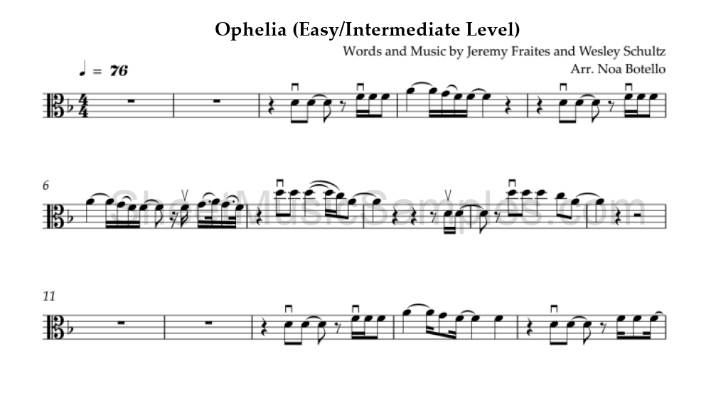 Ophelia (Easy/Intermediate Level)