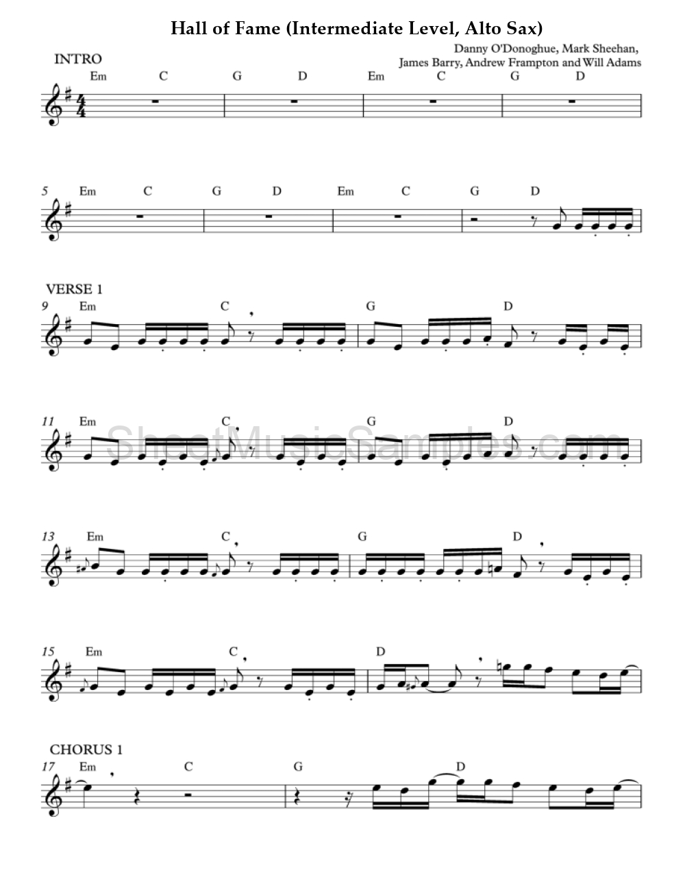 Hall of Fame (Intermediate Level, Alto Sax)