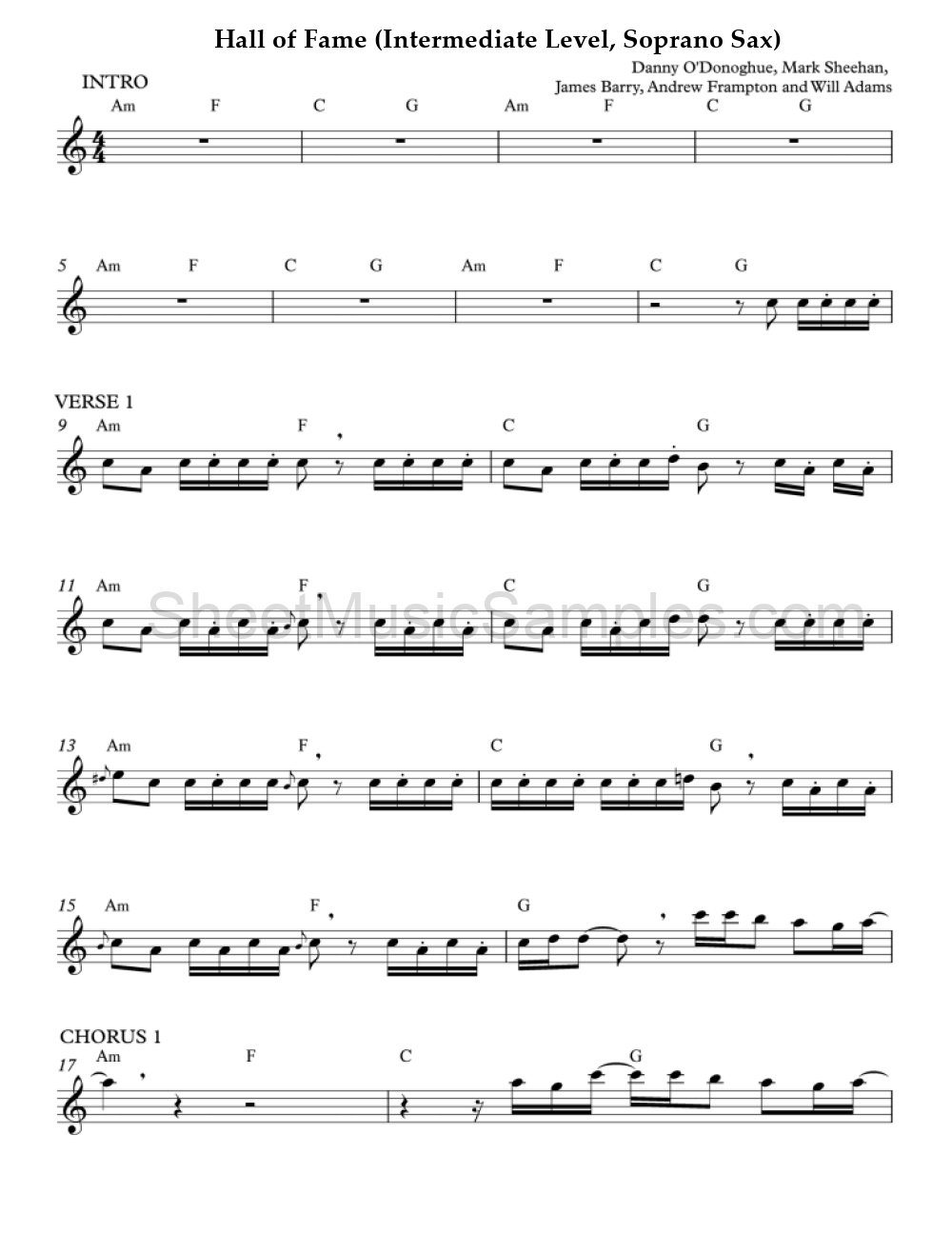 Hall of Fame (Intermediate Level, Soprano Sax)