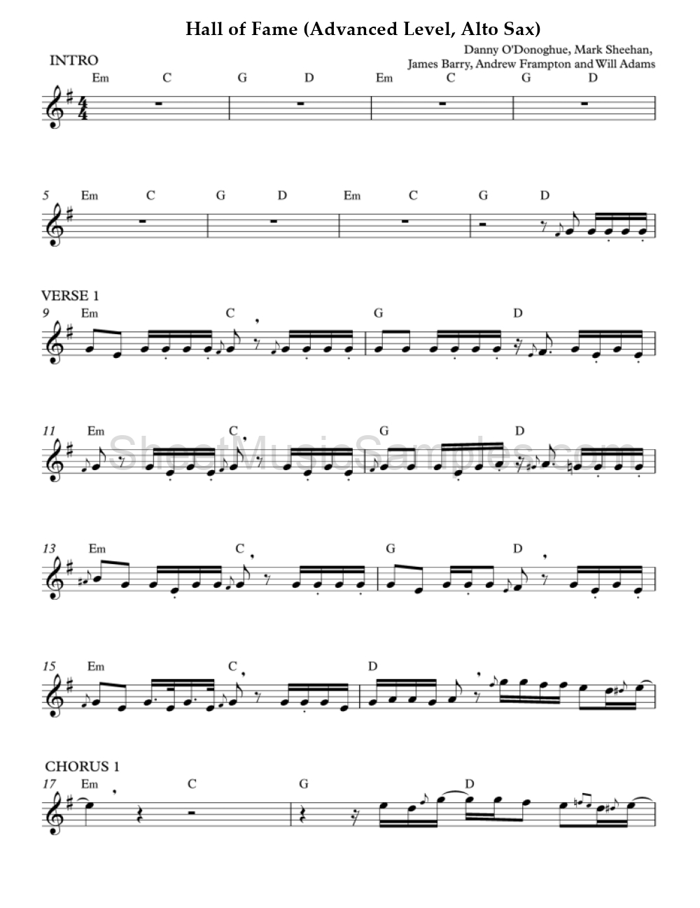 Hall of Fame (Advanced Level, Alto Sax)