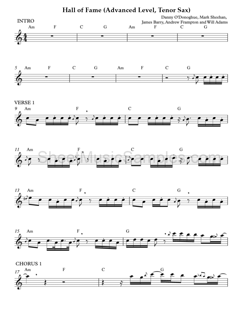 Hall of Fame (Advanced Level, Tenor Sax)