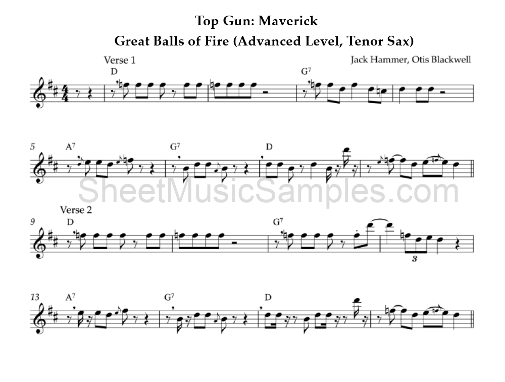 Top Gun: Maverick - Great Balls of Fire (Advanced Level, Tenor Sax)