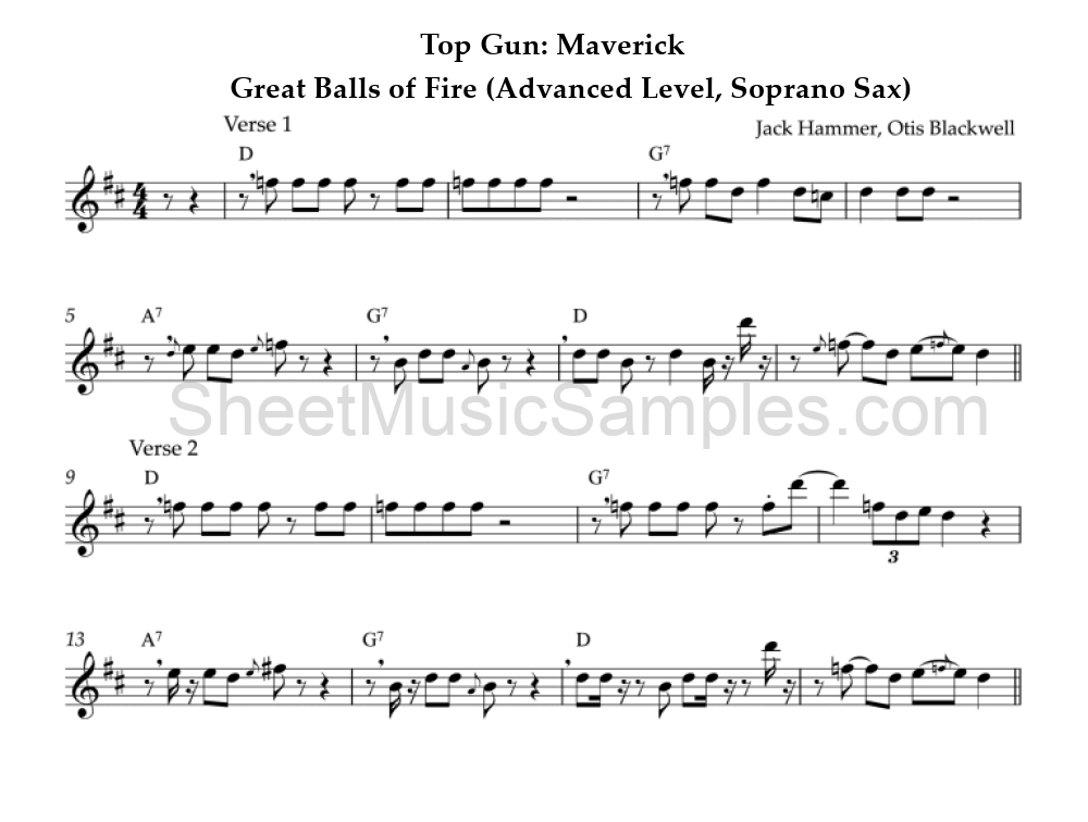 Top Gun: Maverick - Great Balls of Fire (Advanced Level, Soprano Sax)