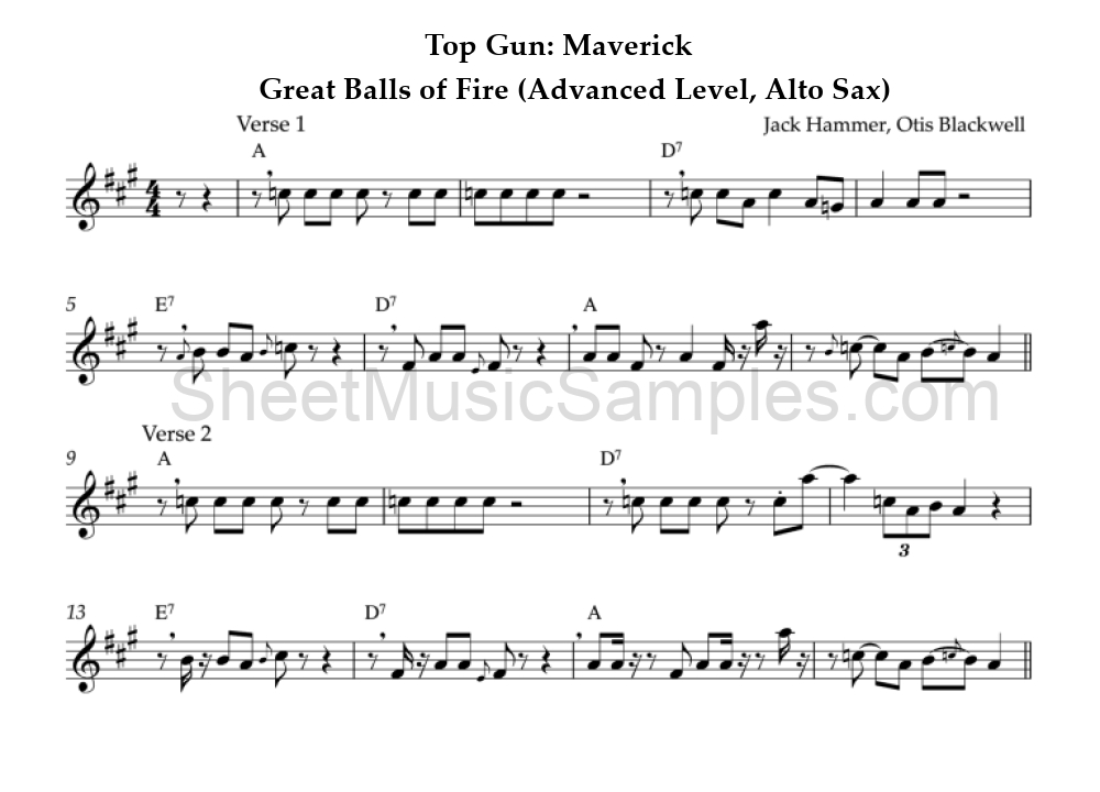 Top Gun: Maverick - Great Balls of Fire (Advanced Level, Alto Sax)