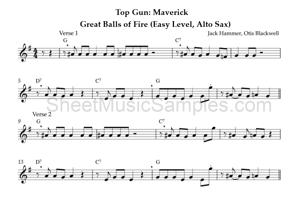 Top Gun: Maverick - Great Balls of Fire (Easy Level, Alto Sax)