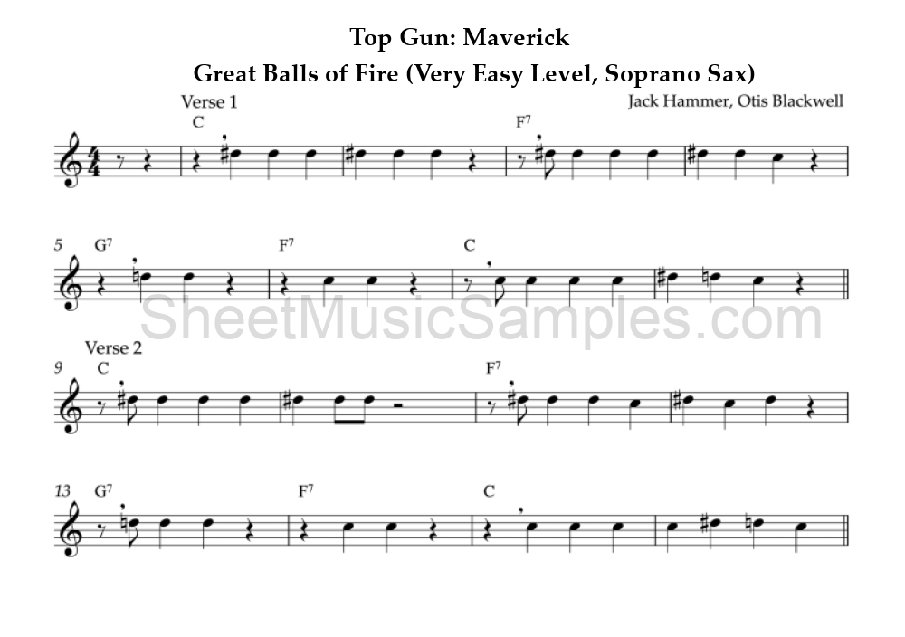 Top Gun: Maverick - Great Balls of Fire (Very Easy Level, Soprano Sax)