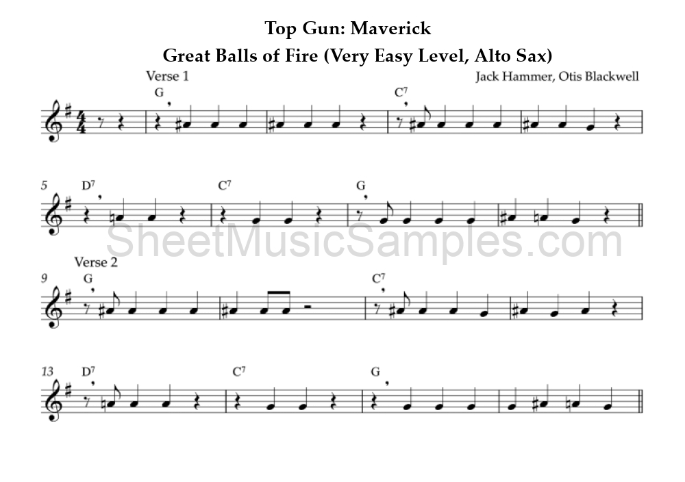 Top Gun: Maverick - Great Balls of Fire (Very Easy Level, Alto Sax)