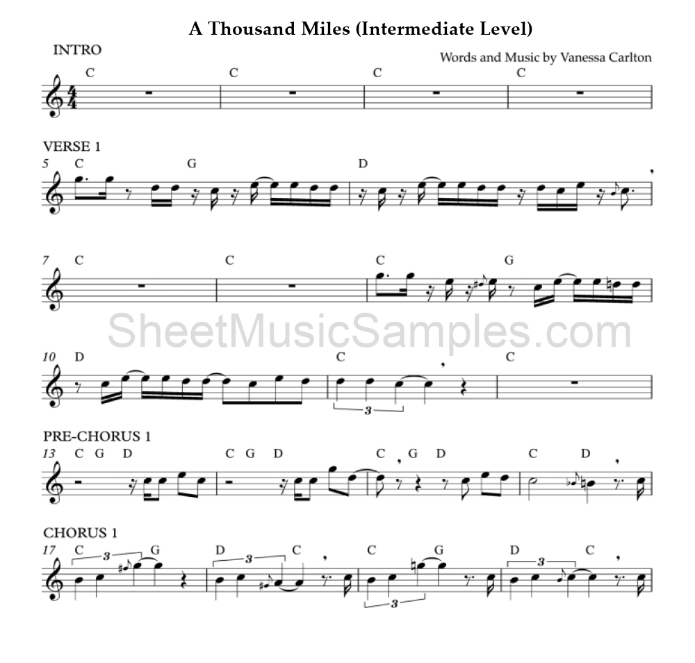 A Thousand Miles (Intermediate Level)