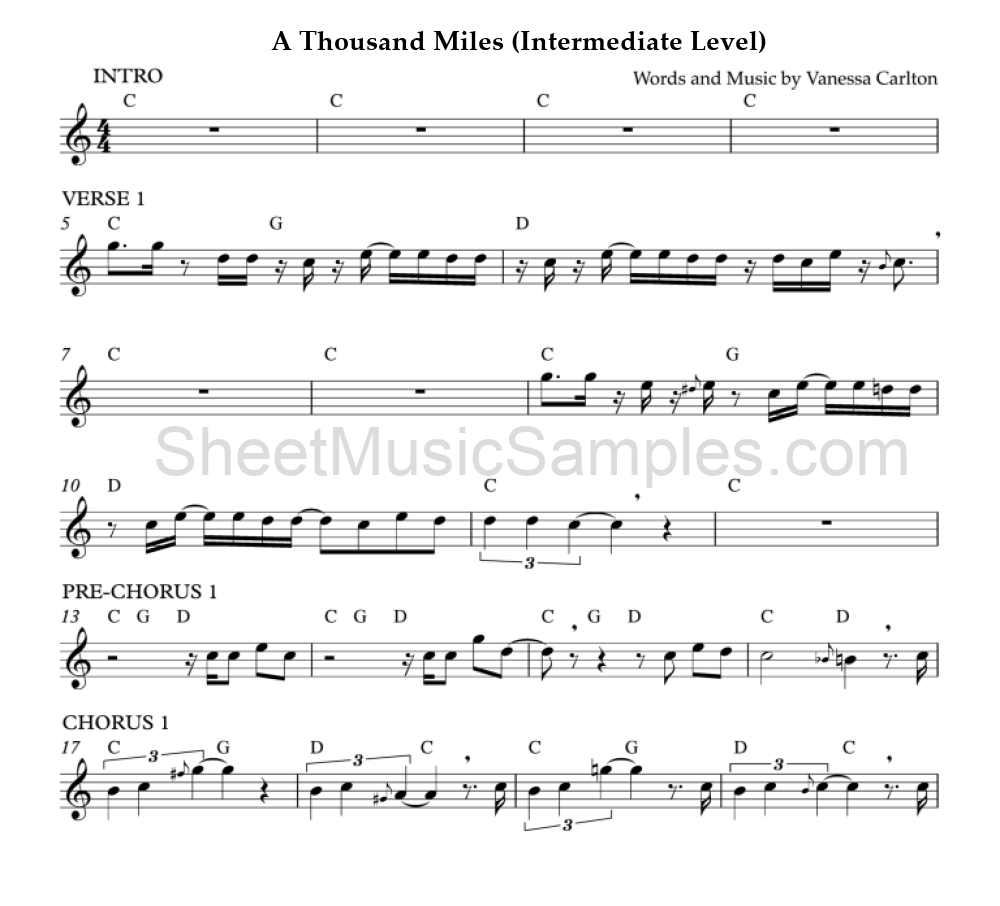 A Thousand Miles (Intermediate Level)