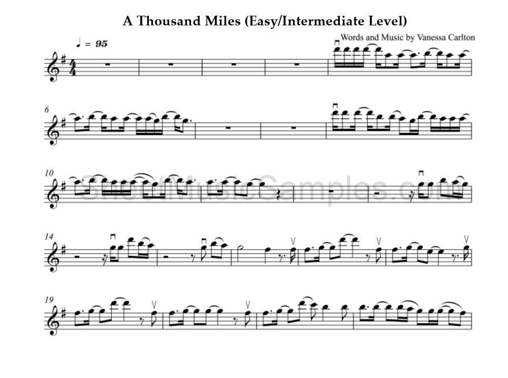 A Thousand Miles (Easy/Intermediate Level)