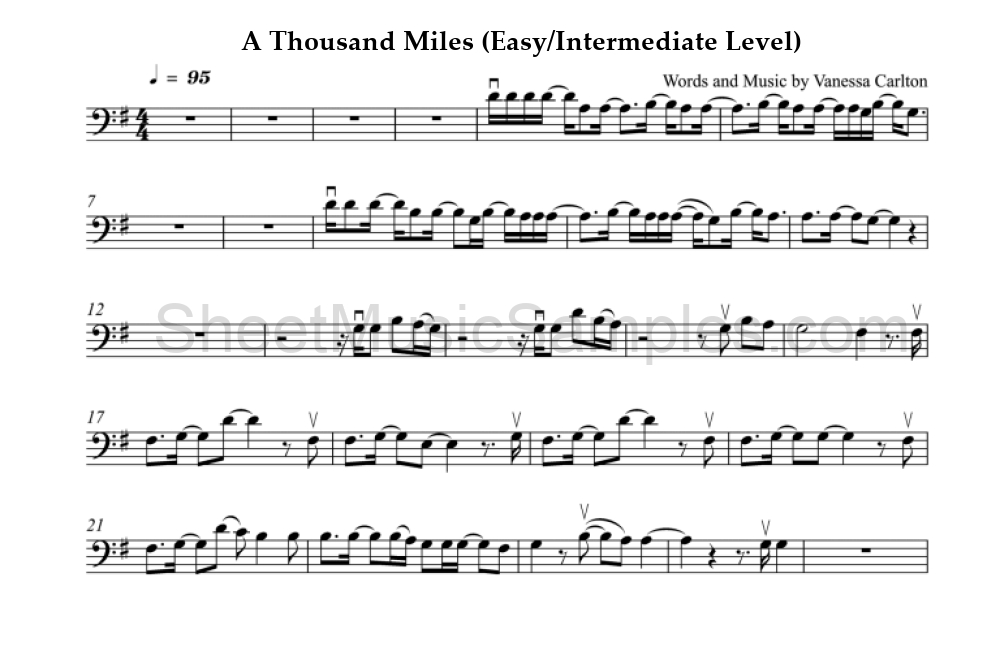 A Thousand Miles (Easy/Intermediate Level)