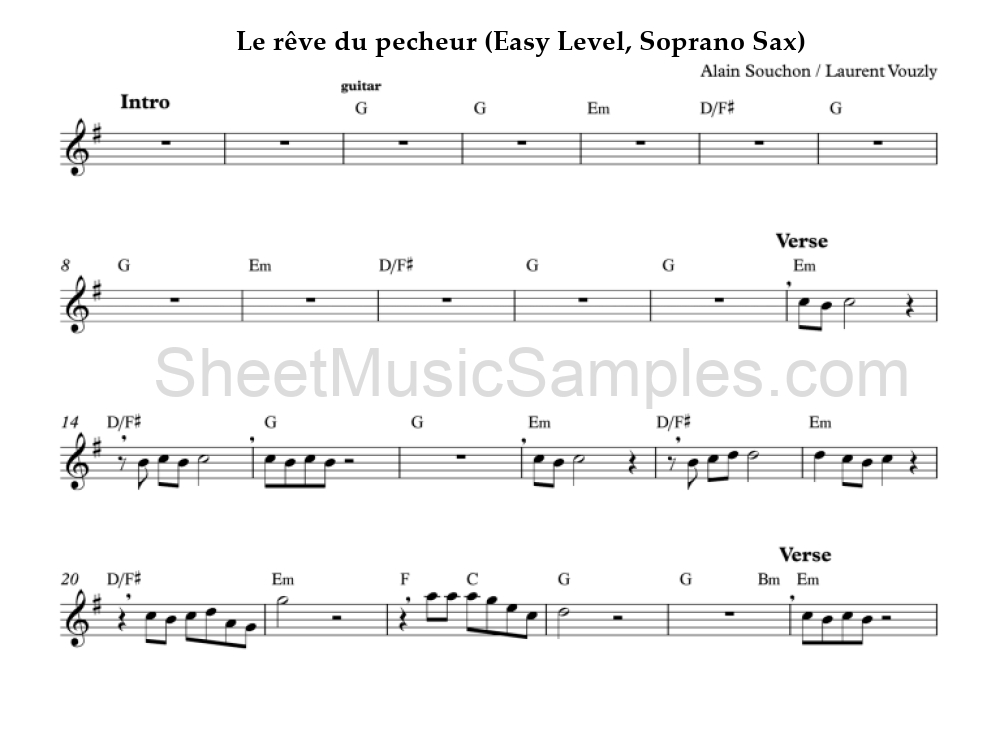 Le rêve du pecheur (Easy Level, Soprano Sax)