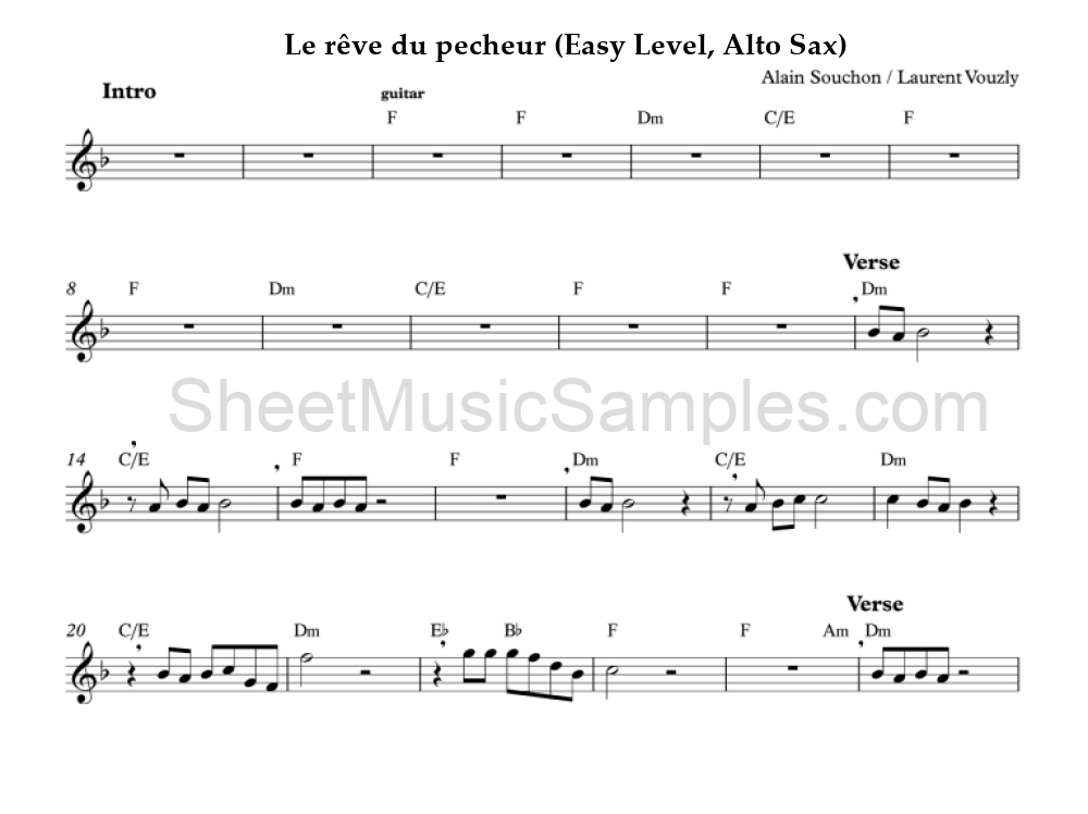 Le rêve du pecheur (Easy Level, Alto Sax)