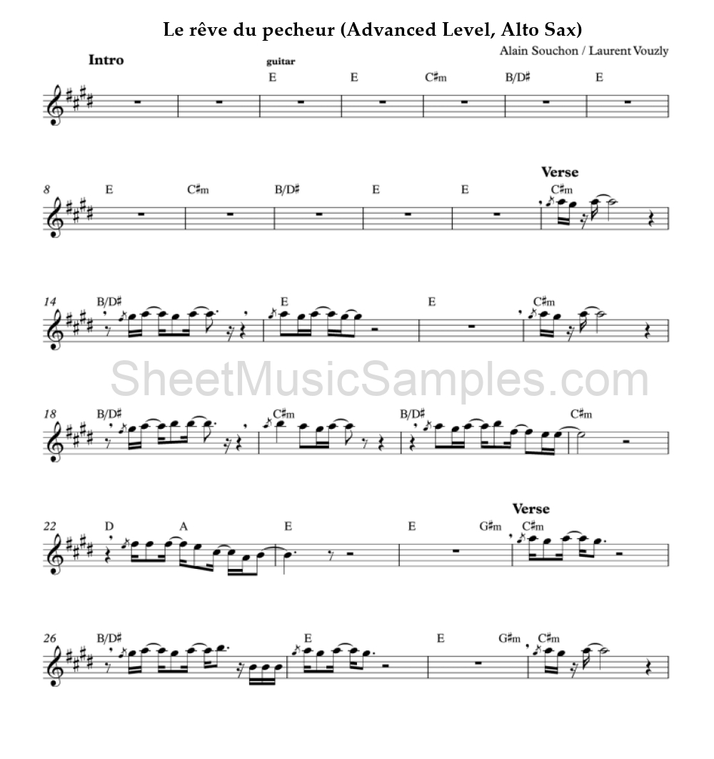 Le rêve du pecheur (Advanced Level, Alto Sax)