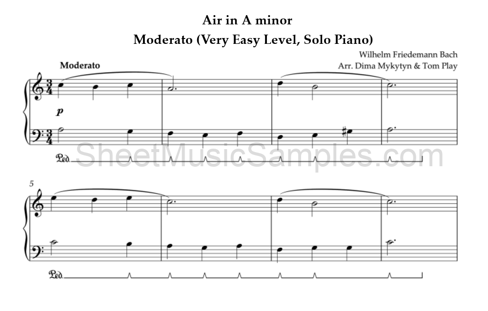 Air in A minor - Moderato (Very Easy Level, Solo Piano)