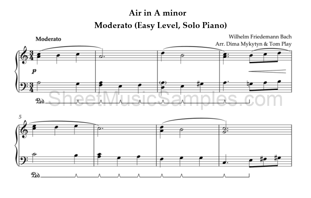 Air in A minor - Moderato (Easy Level, Solo Piano)