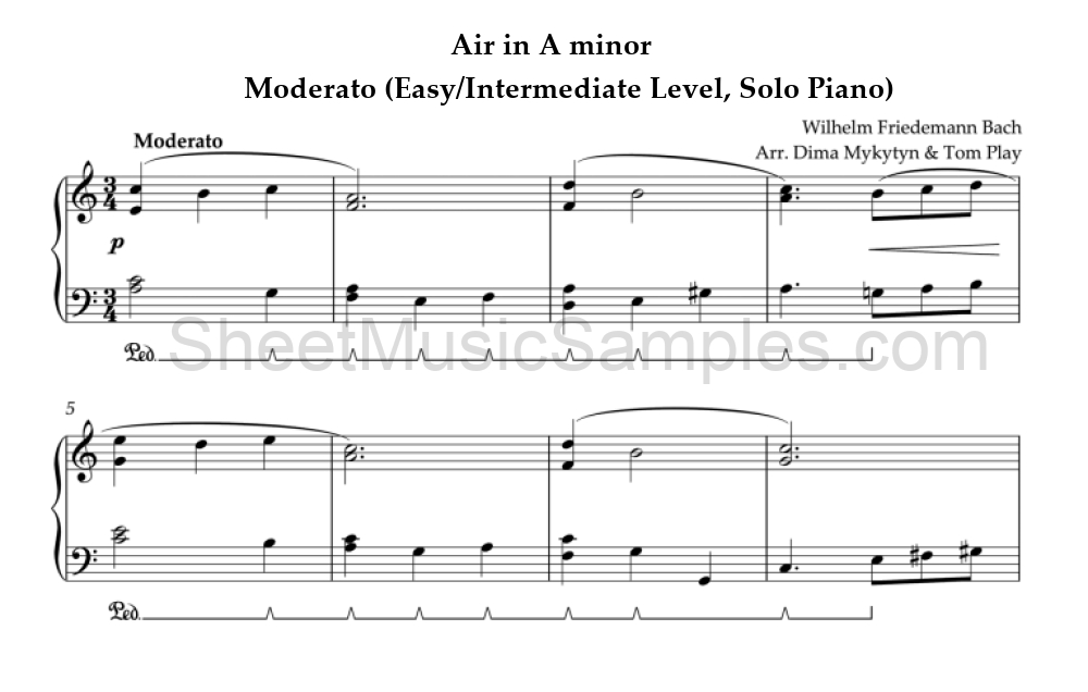 Air in A minor - Moderato (Easy/Intermediate Level, Solo Piano)