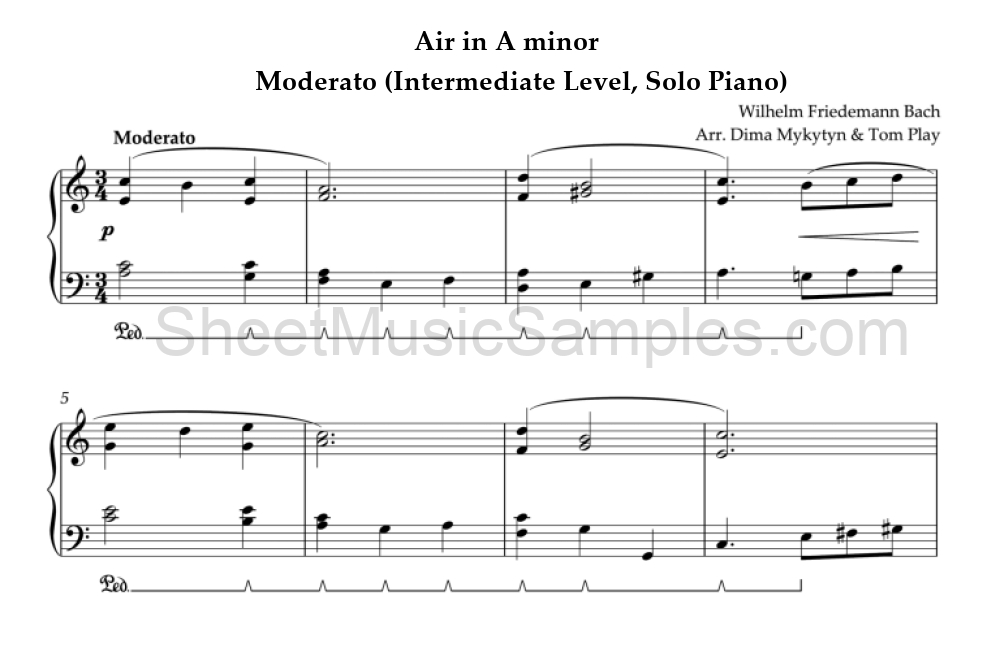 Air in A minor - Moderato (Intermediate Level, Solo Piano)