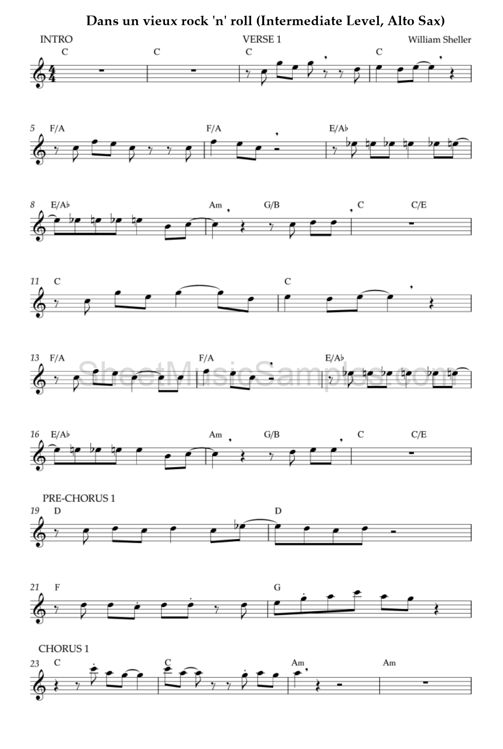 Dans un vieux rock 'n' roll (Intermediate Level, Alto Sax)