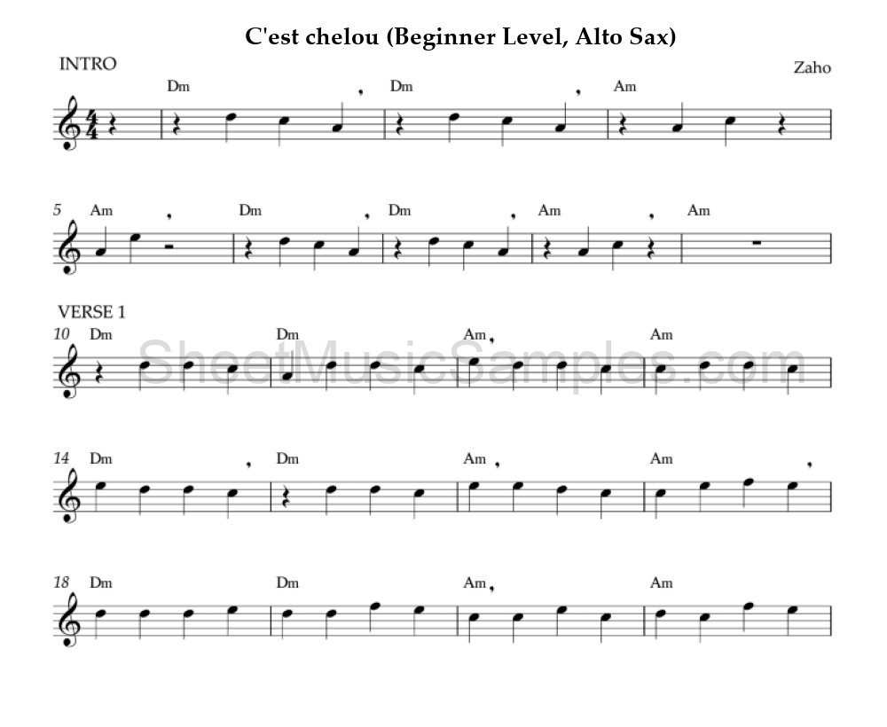 C'est chelou (Beginner Level, Alto Sax)