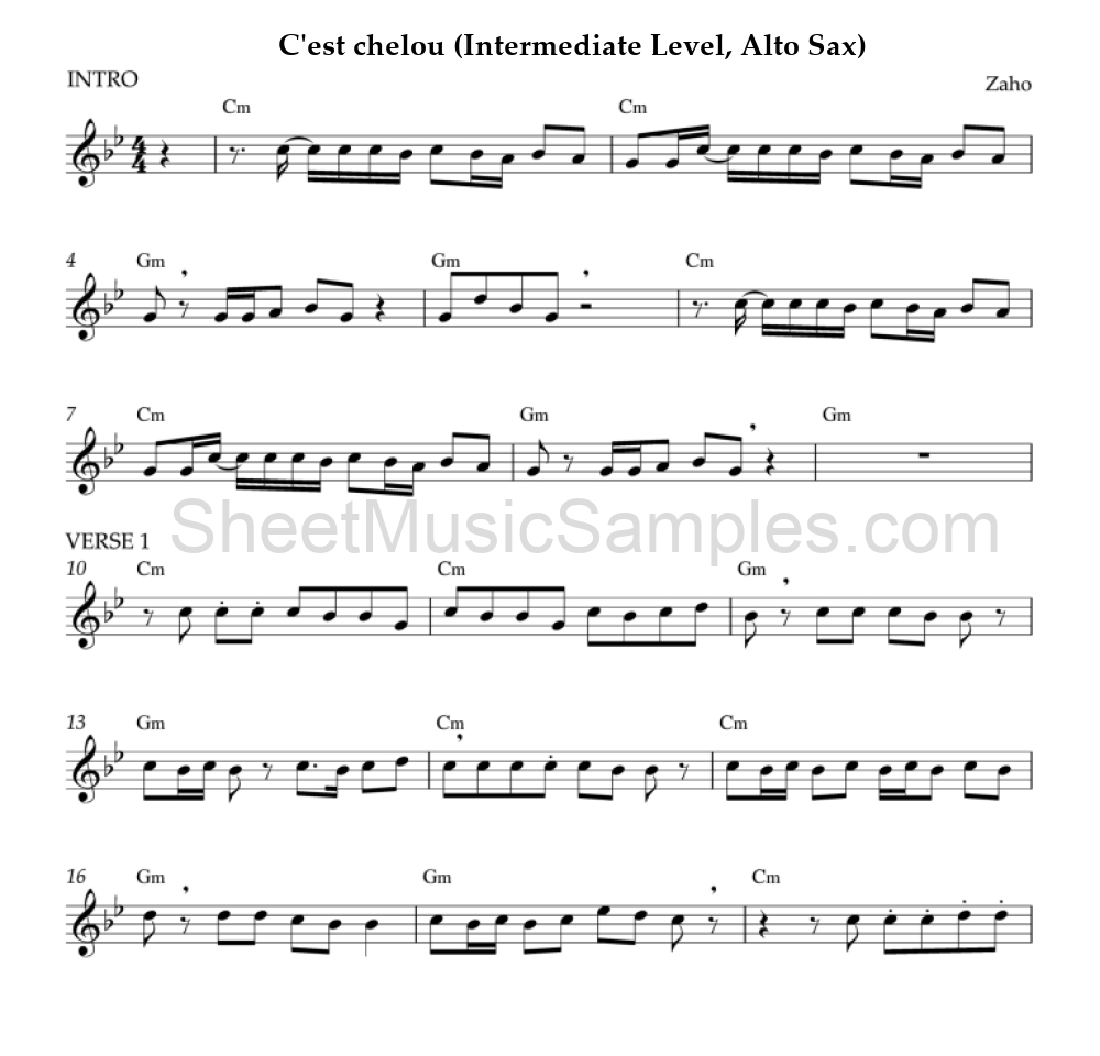 C'est chelou (Intermediate Level, Alto Sax)