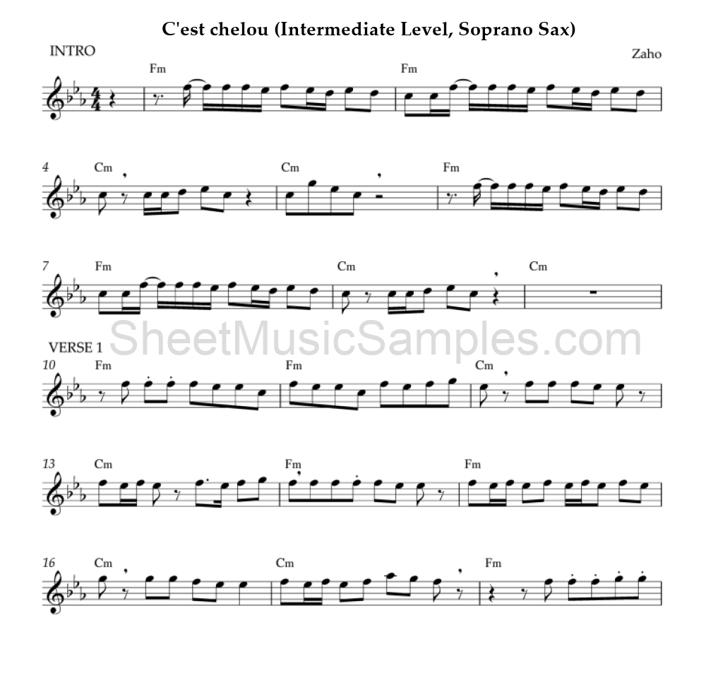 C'est chelou (Intermediate Level, Soprano Sax)