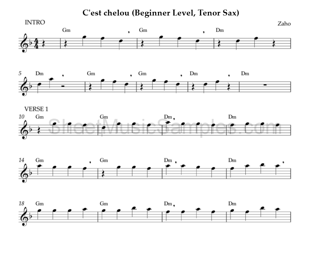 C'est chelou (Beginner Level, Tenor Sax)